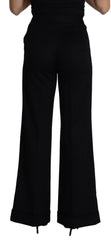 Dolce & Gabbana Schwarze Kaschmir-Damenhose mit weitem Bein