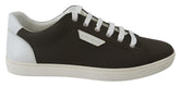 Dolce & Gabbana Weiße Grüne Leder Sneaker Halbschuhe
