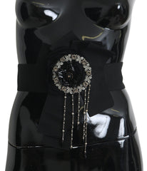 Dolce & Gabbana Schwarzer Kristall Brosche Breiter SATORIA Gürtel