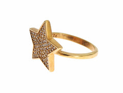 Nialaya Star Gold 925er Silber Damenring mit klarem Stein