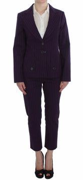 BENCIVENGA Paars Gestreept Stretch Jasje Blazer Broek Pak