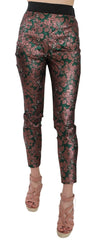 Dolce & Gabbana Mehrfarbige irisierende Brokat-Jacquard-Hose Crop Pants