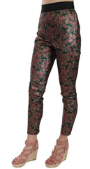 Dolce & Gabbana Mehrfarbige irisierende Brokat-Jacquard-Hose Crop Pants
