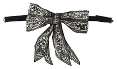 Dolce & Gabbana Silber Kristall Perlen Pailletten Laufsteg Halskette Fliege