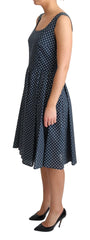 Dolce & Gabbana blau gepunktetes A-Linien-Baumwollkleid