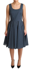 Dolce & Gabbana blau gepunktetes A-Linien-Baumwollkleid