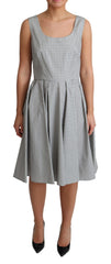 Dolce & Gabbana Graues gepunktetes Baumwoll-A-Linien-Kleid