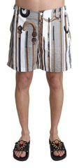 Dolce & Gabbana Weiße Walking Stick Beachwear Shorts Badeshorts