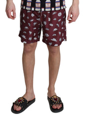 Dolce & Gabbana Badehose mit burgunderrotem Hut-Print
