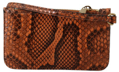 Dolce & Gabbana Braune Leder Geldbörse Handgelenktasche Spiegel AGNESE Portemonnaie