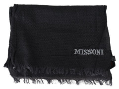 Missoni Unisex Strickschal aus schwarzer Wolle