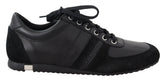 Dolce & Gabbana Schwarze Leder-Sneakers mit Logo