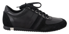 Dolce & Gabbana Schwarze Leder-Sneakers mit Logo