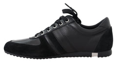 Dolce & Gabbana Schwarze Leder-Sneakers mit Logo