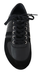 Dolce & Gabbana Schwarze Leder-Sneakers mit Logo