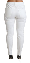 Dolce & Gabbana Weiße Skinny-Jeans aus Baumwoll-Stretch mit Used-Effekten