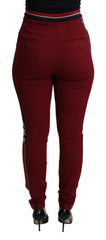 Dolce & Gabbana Rote DG Stern Gestreifte Enge Baumwollhose