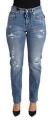 Dolce & Gabbana Blaue zerrissene Skinny Jeans aus Baumwollmischung