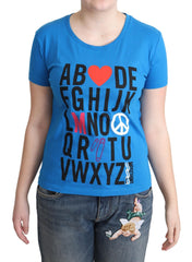 Moschino Tops aus blauer Baumwolle mit Alphabet-Buchstaben-Print