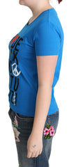 Moschino Tops aus blauer Baumwolle mit Alphabet-Buchstaben-Print