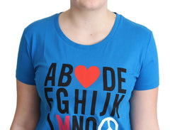 Moschino Tops aus blauer Baumwolle mit Alphabet-Buchstaben-Print
