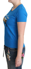 Moschino Blue Cotton Come Play 4 Us Print T-Shirt