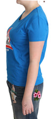 Moschino blaues Baumwoll-Bade-T-Shirt mit Grafik und Dreiecksausschnitt