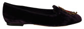 Dolce & Gabbana Paarse Fluweel DG Hart Loafers Platte Schoenen