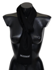 Missoni Schwarz 100 % Wolle Unisex Loop Schal Fransen Logo