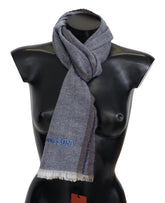 Missoni Grau gestreifter Unisex Woll-Loop-Schal mit Fransen