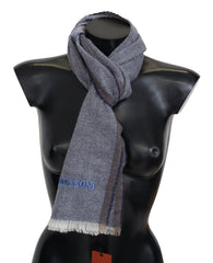 Missoni Grau gestreifter Unisex Woll-Loop-Schal mit Fransen