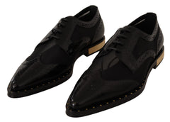 Dolce & Gabbana Schwarze Leder-Brogues mit transparenter Flügelkappe