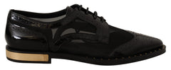 Dolce & Gabbana Schwarze Leder-Brogues mit transparenter Flügelkappe