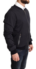 Dolce & Gabbana Blaue Seidenmantel Kurze Bomberjacke für Herren
