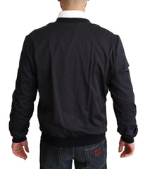 Dolce & Gabbana Blaue Seidenmantel Kurze Bomberjacke für Herren