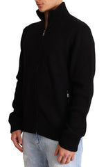 Dolce & Gabbana Schwarzer Kaschmir Herrenpullover mit Reißverschluss