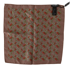 Dolce & Gabbana Braunes Seiden-Einstecktuch mit Karottenprint