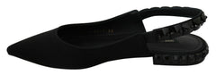 Dolce & Gabbana Schwarze flache Slingback-Schuhe aus Charmeuse