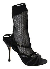 Dolce & Gabbana Schwarze Wildleder Kurze Stiefel Sandalen Schuhe