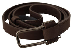 Costume National Brauner WX Gürtel mit silberner Metallschnalle