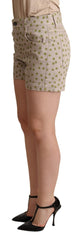 Dolce & Gabbana Beige Polka Dots Denim Baumwoll Stretch Shorts