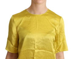 Dolce & Gabbana Gelbe Kurzärmelige Seidenbluse T-Shirt