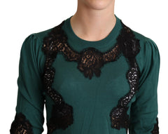 Dolce & Gabbana Grüner Wollpullover mit Rundhalsausschnitt