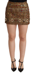Dolce & Gabbana Rock mit hoher Taille aus goldfarbenem Kristalljacquard