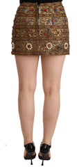 Dolce & Gabbana Rock mit hoher Taille aus goldfarbenem Kristalljacquard