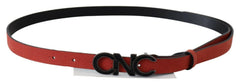 Costume National Rot Schwarz Leder Schwarz Logo Schnalle Blutgürtel