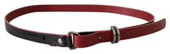 Costume National Black Red Skinny Leather Logo Gürtel