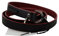 Costume National Black Red Skinny Leather Logo Gürtel