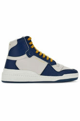 Saint Laurent Blaue Mid Top Sneakers aus Kalbsleder