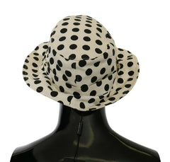 Dolce & Gabbana Weißer Trilby-Hut aus 100 % Baumwolle mit Tupfenmuster